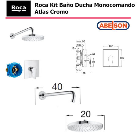 Set de ducha redonda, con diverter. Línea Atlas. Importado ROCA