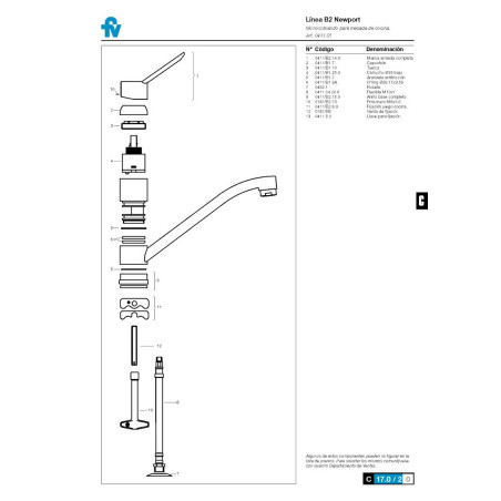 FV 411.01 B2 CR MONOCOMANDO COCINA NEWPORT